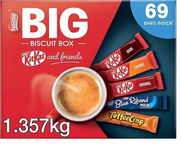 【New User Only】Nestlé Kitkat and Friends Big Biscuit Box 69 x Chocolate Biscuit Bars – KitKat, Blue Riband, Toffee Crisp Bulk Chocolate Box 1.357kg X2 boxes