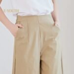 Eyouth 1062 women casual pants wide leg high waist culottes